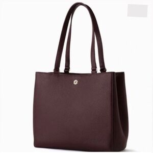 Dagne Dover Allyn Pebbled Leather Large Tote Bag Oxblood Burgundy Laptop